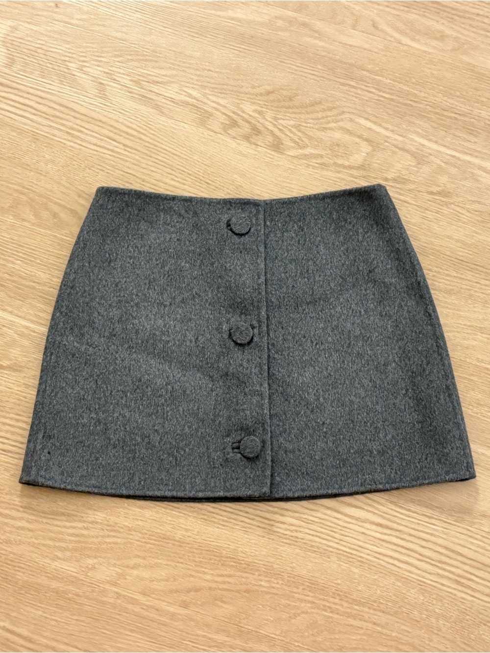 COS Charcoal Gray Button-Front Wool Mini Skirt